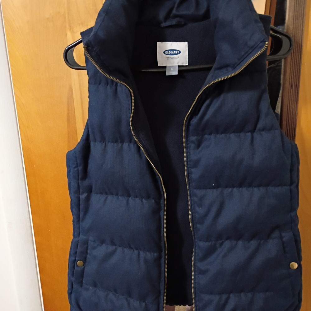 Old Navy Dark Blue Puffer Vest with Metallic Zipper